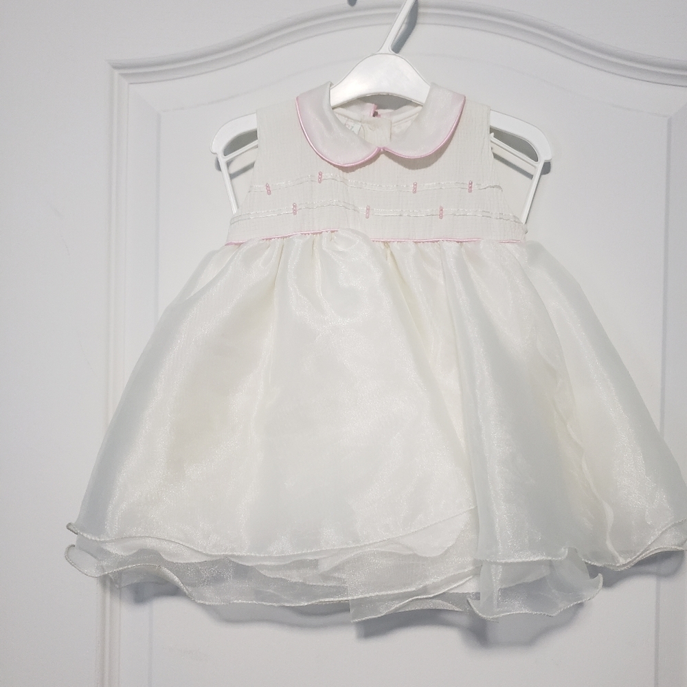White and Pink Baby Girl Dress